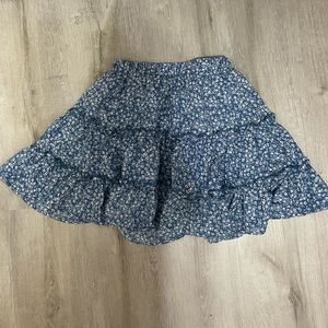 Blue Foral Skater Skirt